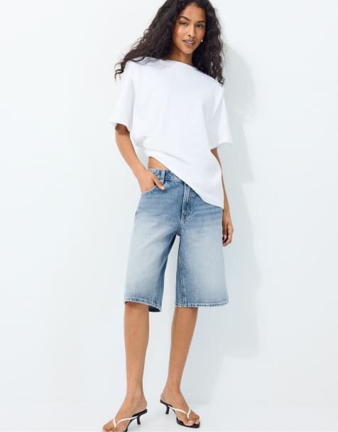 Stradivarius t-shirt med vadderade axlar i naturvit - view 1