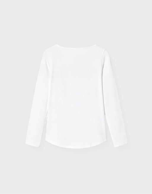 Stradivarius T-shirt met boothals en driekwartmouwen in ecru, 7 van 7
