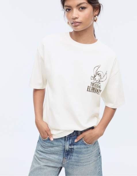 Stradivarius - T-shirt met korte mouwen en Dumbo-print in wit - view 1