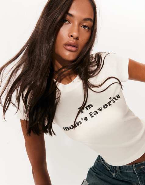 Stradivarius - T-shirt met korte mouwen en kersenprint in zwart - view 1