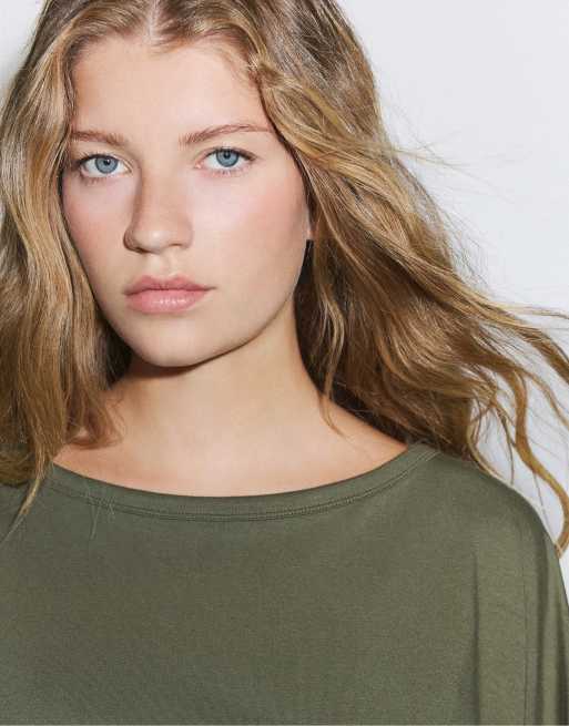 Stradivarius T-shirt met lange mouwen in kaki, 4 van 7