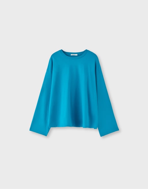 Stradivarius T-shirt met lange mouwen in turquoise, 6 van 7