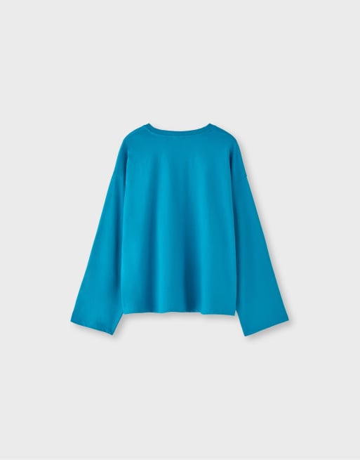 Stradivarius T-shirt met lange mouwen in turquoise, 7 van 7