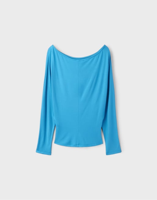 Stradivarius T-Shirt mit Bund-Effekt in Petrol, 7 von 7