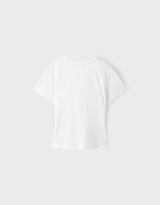 Stradivarius T-Shirt mit Raffungen in Ecru, 7 von 7