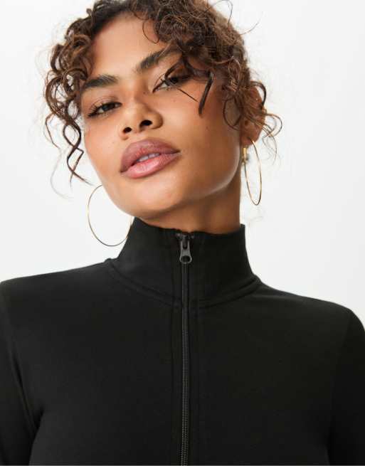 Stradivarius - T-shirt nera con doppia zip, 4 di 4