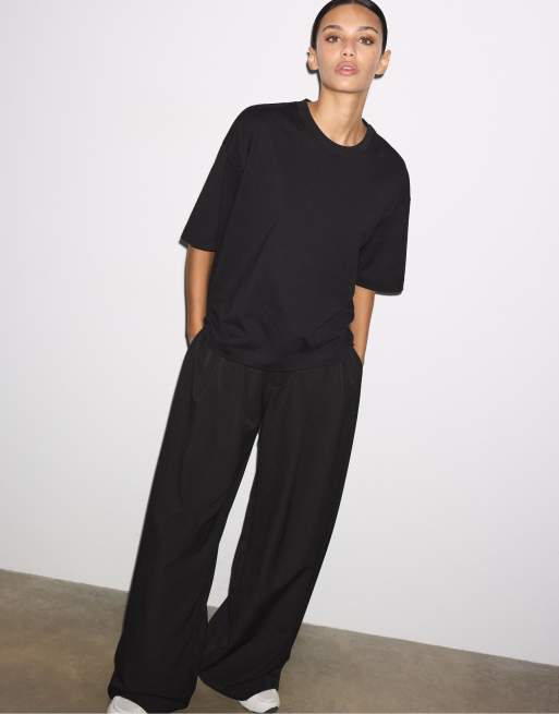 Stradivarius - T-shirt oversize à manches courtes - Noir, 2 de 4
