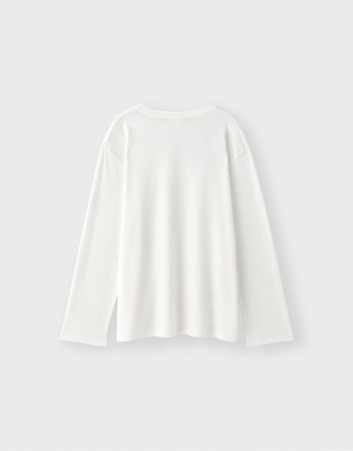 Stradivarius t-shirt oversize à manches longues en écru, 7 de 7