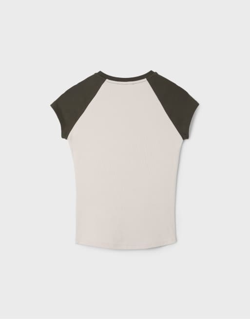 Stradivarius t-shirt raglan à manches courtes en pierre, 7 de 7