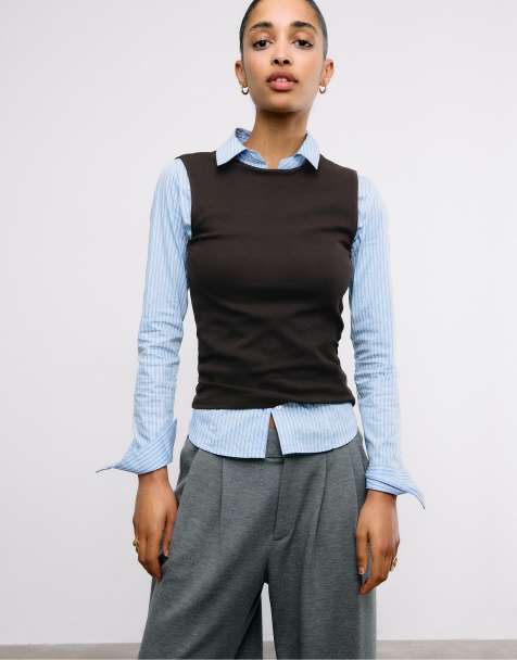 Stradivarius - T-shirt senza maniche basic marrone - view 1