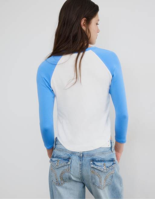 Stradivarius - T-shirt style baseball - Bleu roi, 2 de 4