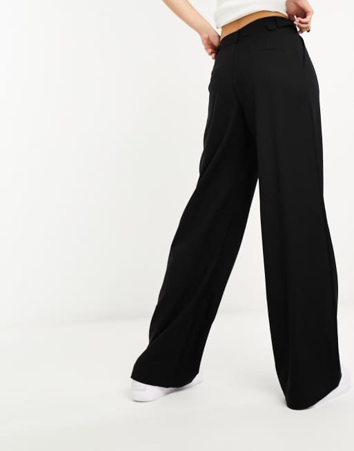 Stradivarius tailored adjustable waist pants in black