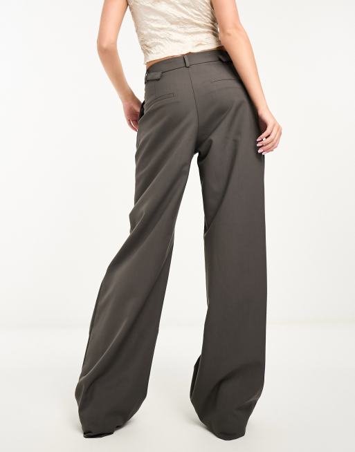 Stradivarius Tall tailored pull on pants in gray pinstripe