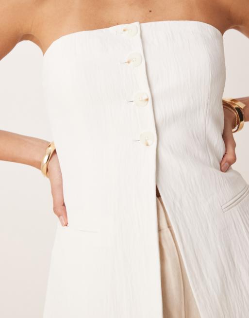 Stradivarius tailored bandeau top in white