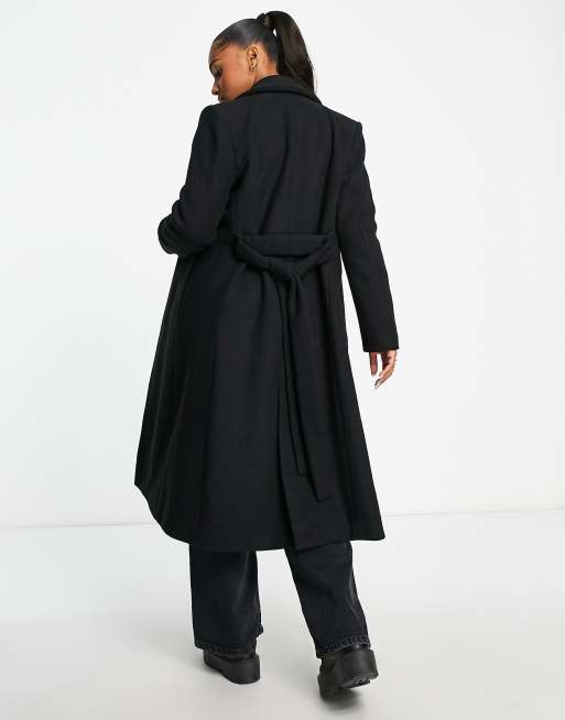 Black belted shop long coat