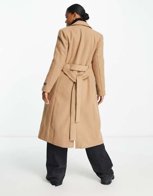 Stradivarius wool tie waist car clearance coat