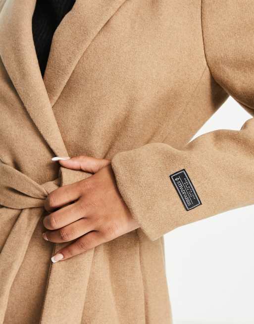 Plus size clearance camel wrap coat