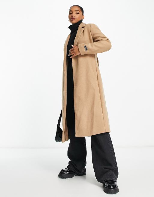 Stradivarius double breasted tailored coat in camel