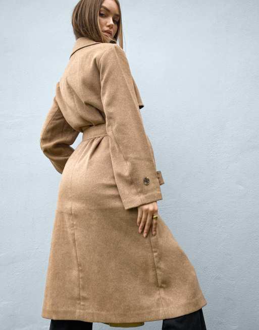 Stradivarius Double Breasted Tailored Coat In Camel-Neutral ل نساء