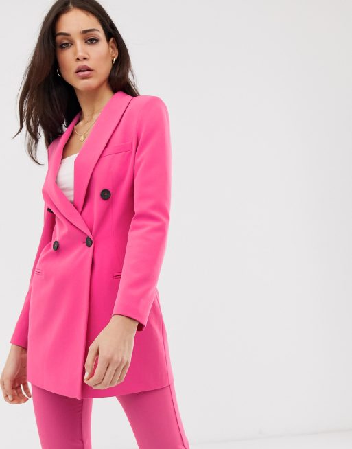 Stradivarius tailored blazer co ord in hot pink | ASOS