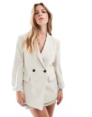 Stradivarius Tailored Blazer In Ecru-neutral