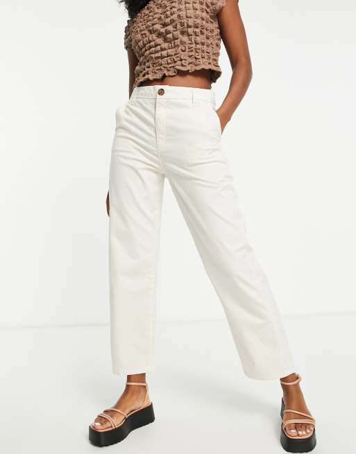 Stradivarius Petite slim tailored trousers in dark beige, ASOS