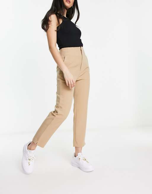 Stradivarius bengaline pants with buckle detail in black