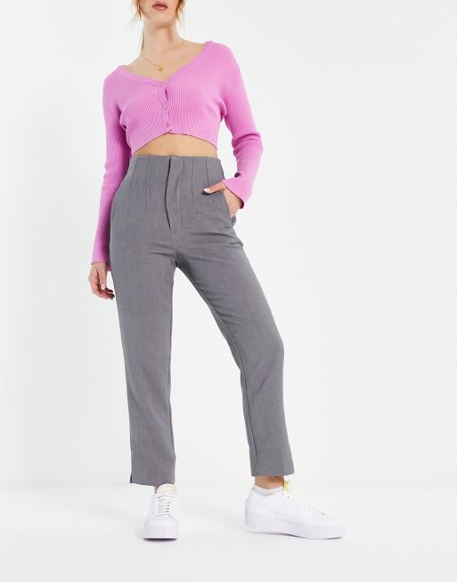 Stradivarius Tailored Cigarette Pants In Grey Asos