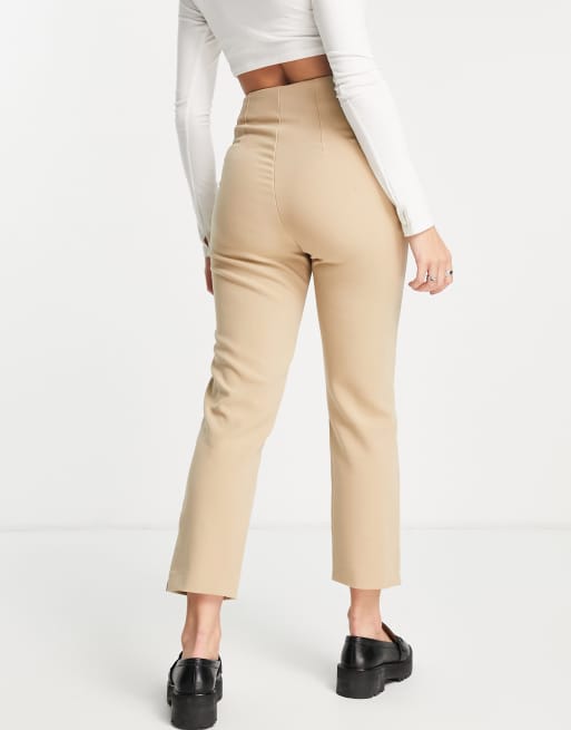 stradivarius cigarette trousers Stradivarius tailored cigarette pants in stone