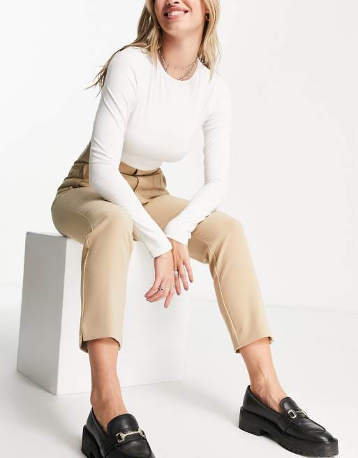 Stradivarius tailored cigarette pants in stone