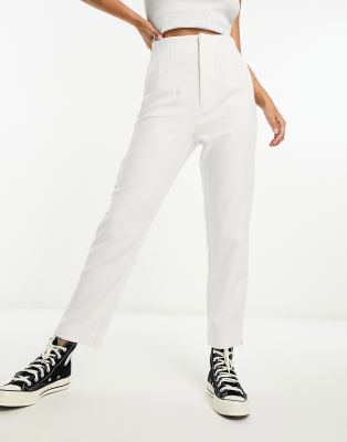 Stradivarius tailored cigarette pants in white