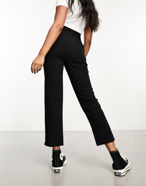 Pull&Bear high waisted seam front tailored straight leg trouser in grey