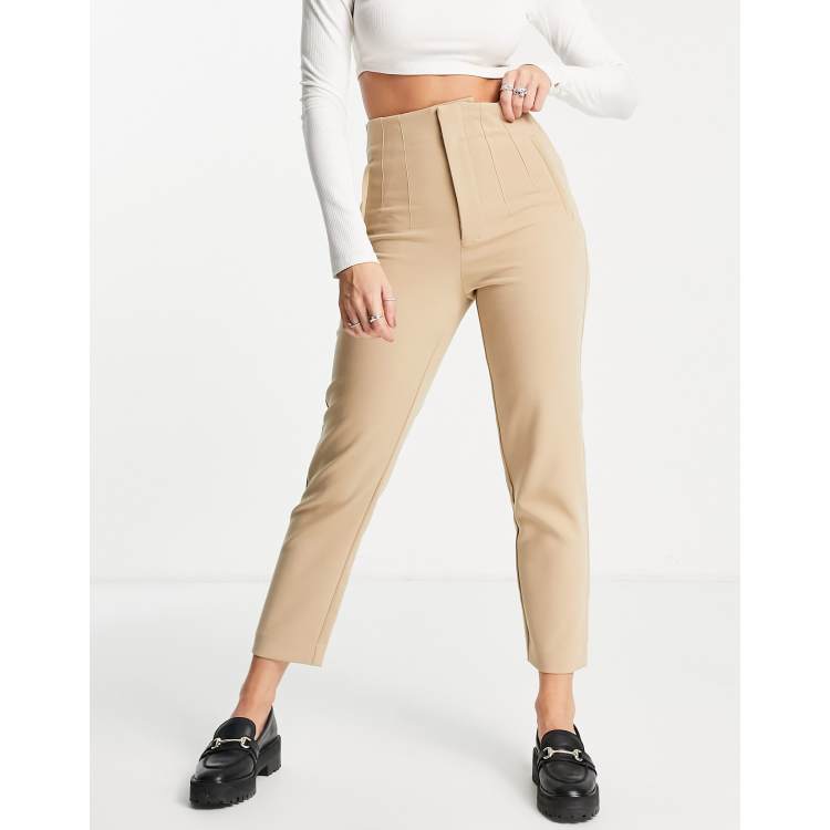 Stradivarius tailored cigarette trouser in stone