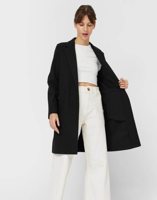 Stradivarius tailored coat in black