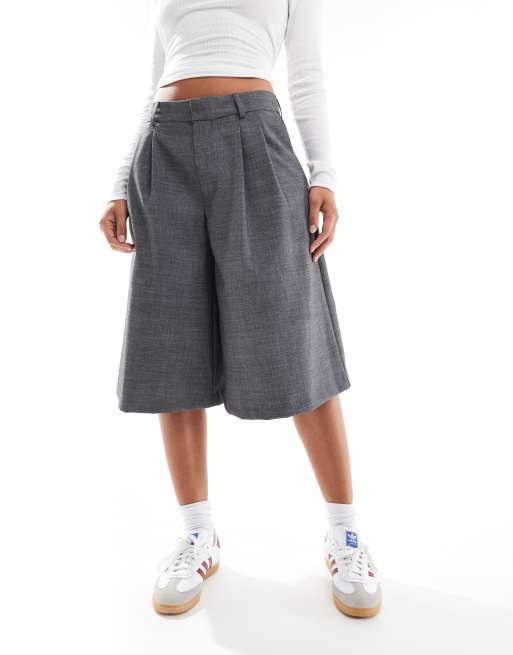 Stradivarius Tailored Culotte In Gray Asos