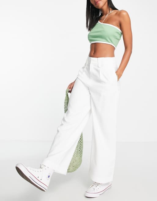 stradivarius white cargos