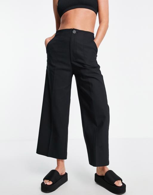Stradivarius tailored culotte trouser in black 