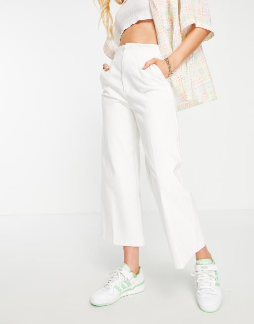 Stradivarius tailored culotte trouser in white