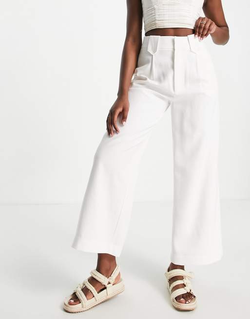 Stradivarius tailored culottes in white