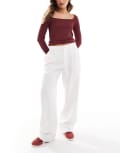 [Stradivarius] Stradivarius tailored dad pants in white 12 WHITE