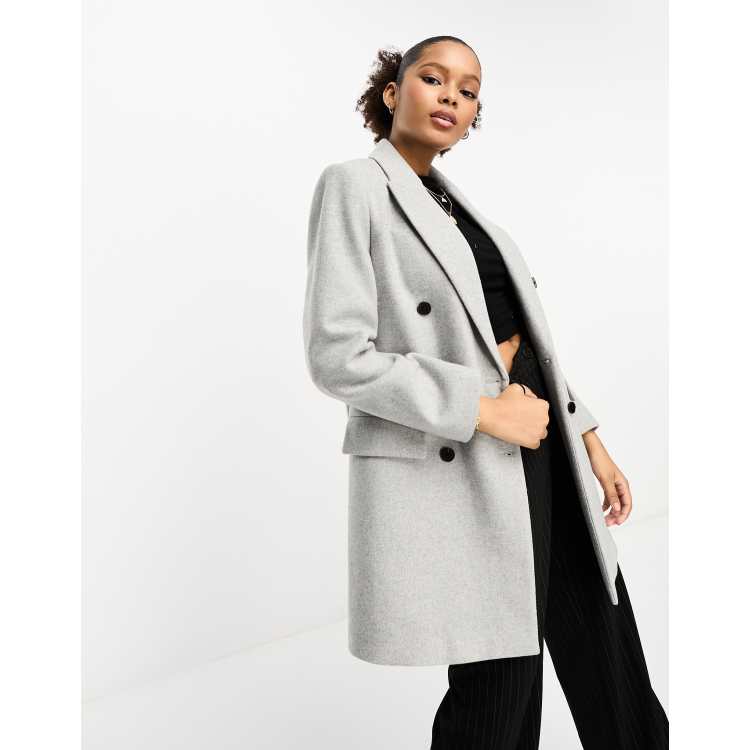 Stradivarius double-breasted tailored coat in black - ShopStyle