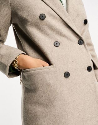 Stradivarius double-breasted tailored coat in camel