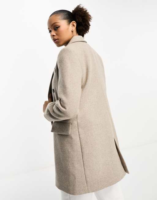 Stradivarius double breasted tailored coat in camel