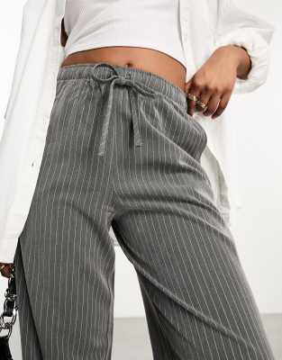 Pinstripe hot sale drawstring trousers