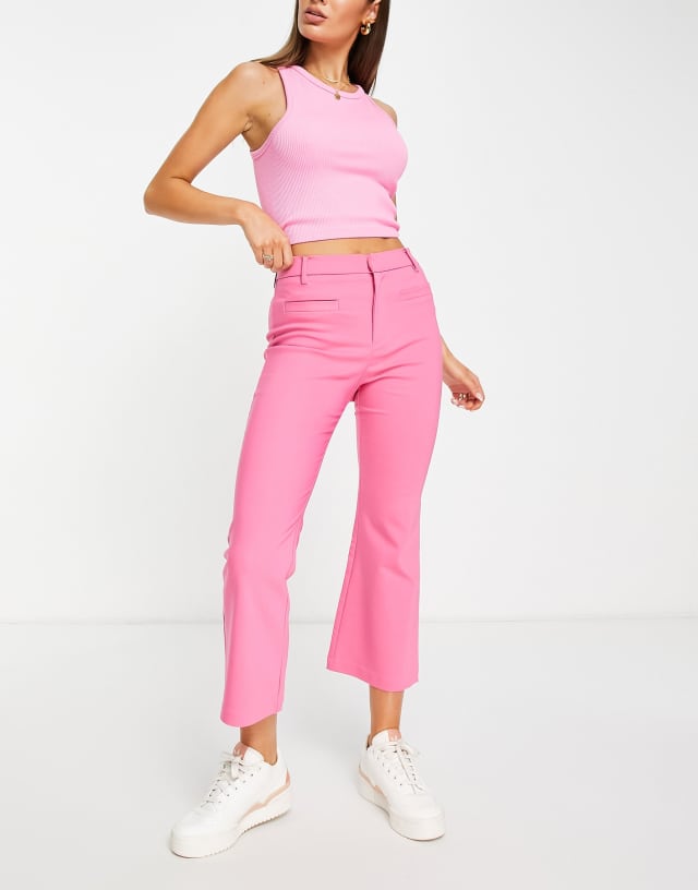 Stradivarius tailored kick flare pants in pink