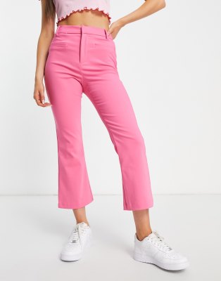 Stradivarius tailored kickflare pants in pink - ASOS Price Checker