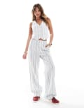 [Stradivarius] Stradivarius tailored linen blend pants in stripe (part of a set)-Multi 16 MULTI