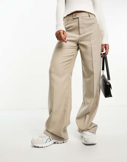 Stradivarius tailored pants in beige twill