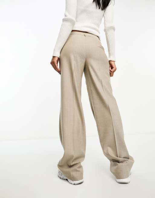 Wide twill trousers - Beige - Ladies