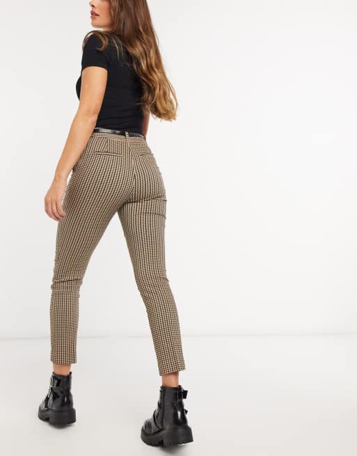 Brown top check leggings